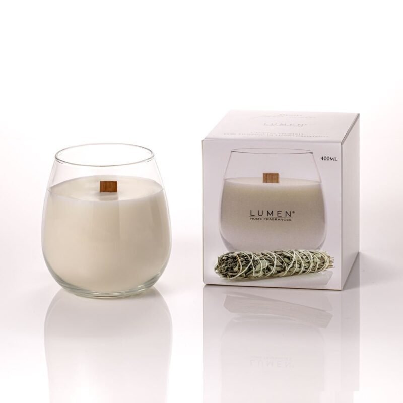 XSENSES CANDLE WITH WOODEN WICK, WHITE SAGE 400 ML