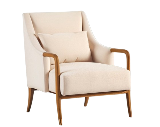 Armchair with wooden legs