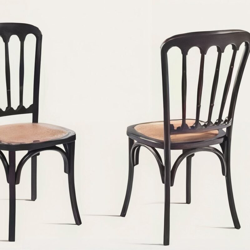 Chair made of solid wood and braided ribbed seat. Handcrafted