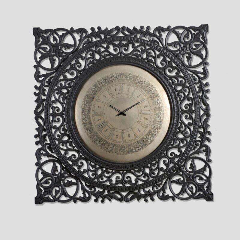 Square wall clock with a vintage design