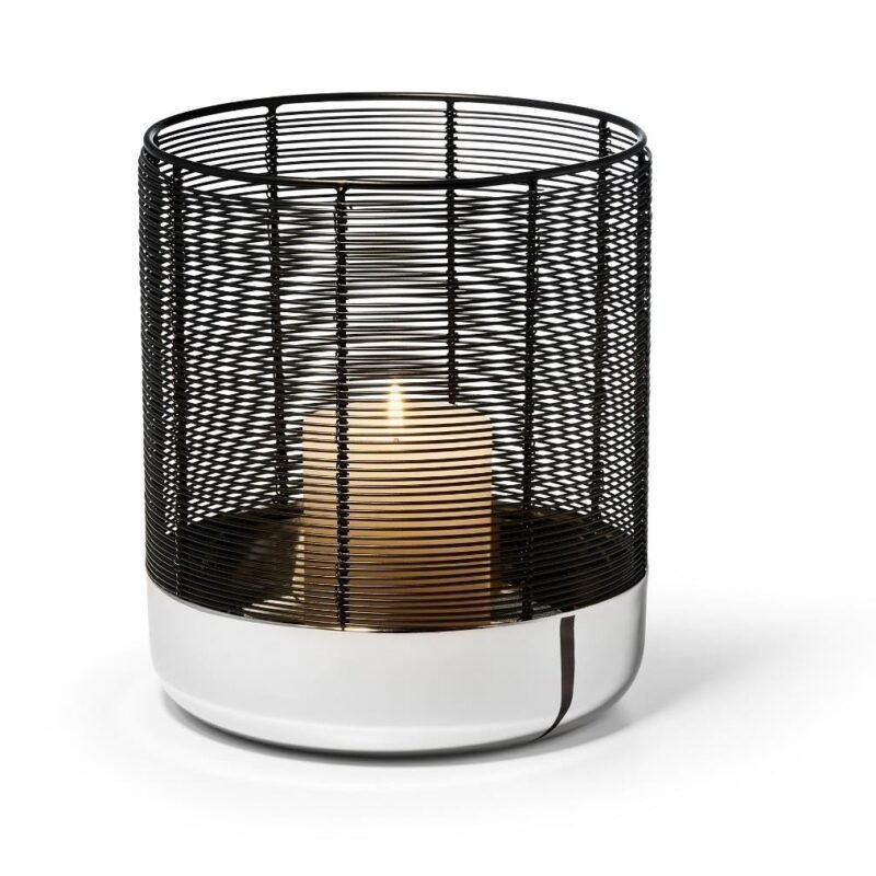 Luna Large Votive Lantern-Nickel & Polished Steel