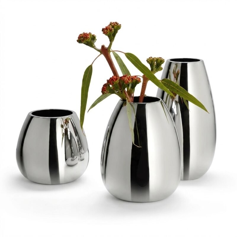 Anais Medium Nickel-Plated Stainless-Steel Vase (Mirror Polished)