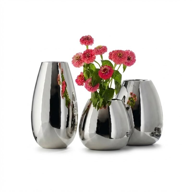 Anais Small Nickel-Plated Stainless-Steel Vase (Mirror Polished)